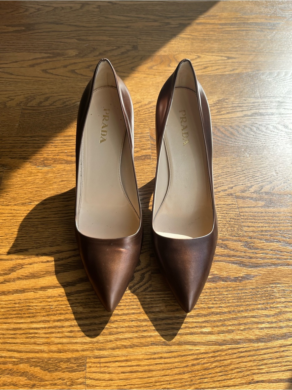 Prada Leather Pointed Toe Pumps